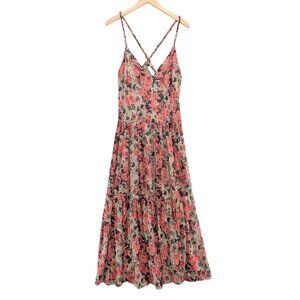 ASTR the Label Eartha Maxi Dress Pink Taupe Floral Metallic Sleeveless Size S